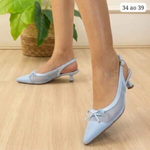 Ref S43 – Slingback de Tela Salto Fino 4 cm – numeração disponível do 34 ao 39.