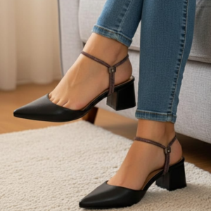 Ref AF20 - Scarpin Salto Bloco 5 cm - Ajustável - Com tiras de Strass - Duas Formas de Uso - numeração disponível do 34 ao 40
