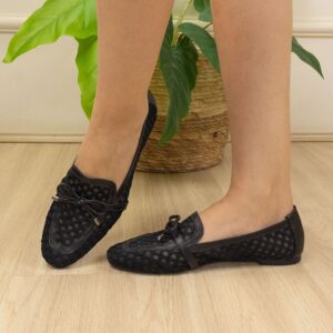 Ref S45 - Mocassim Tela com Material Tramado com Efeito Artesanal - numeração disponível do 34 ao 40