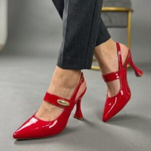 Ref AH3 - Chanel Metalizado com Enfeite Lesma - Salto 8 cm - numeração disponível do 33 ao 40 (forma pequena)