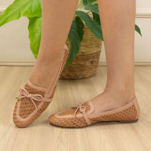 Ref S45 - Mocassim Tela com Material Tramado com Efeito Artesanal - numeração disponível do 34 ao 40