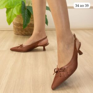 Ref S43 - Slingback de Tela Salto Fino 4 cm - numeração disponível do 34 ao 39