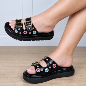 Ref K116 - Papete com Aplicações Pedra - numeração disponível do 34 ao 39
