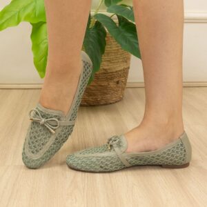 Ref S45 - Mocassim Tela com Material Tramado com Efeito Artesanal - numeração disponível do 34 ao 40